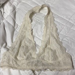 White Free People Galloon Lace Halter Bra